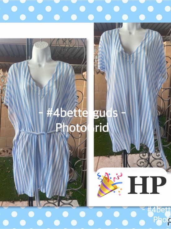 H&M Other - H&M Striped V-Neck Tunic Belted Tie Waist Swimsuit Cover Up Very Oversized MD